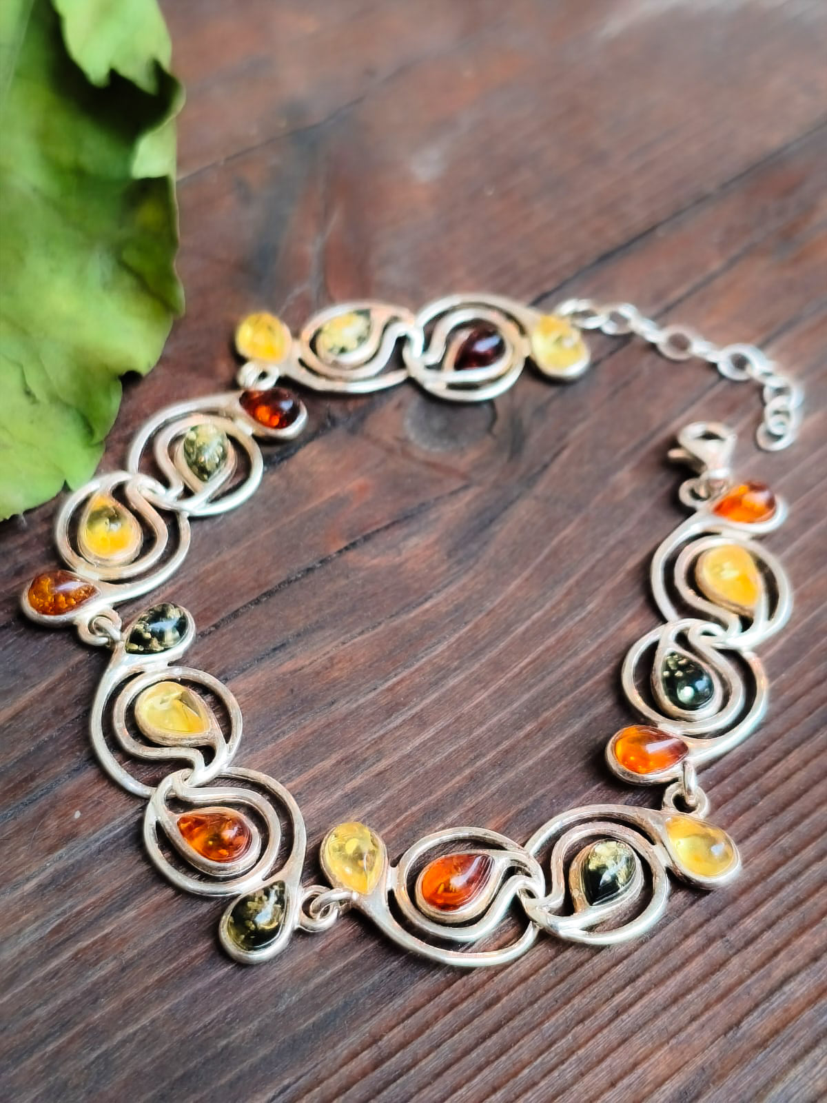 Pulsera de Ámbar y Plata de ley