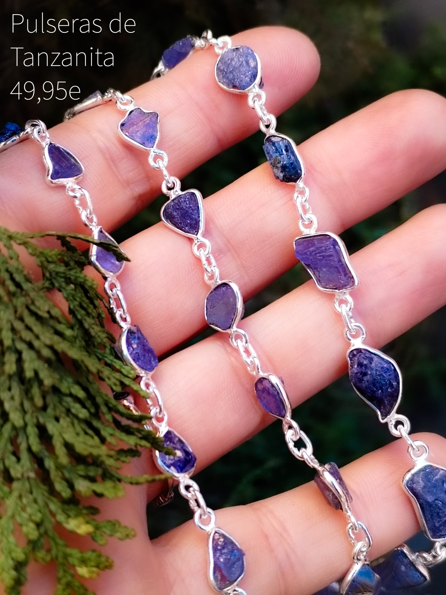 Pulsera de Tanzanita engarzada en plata