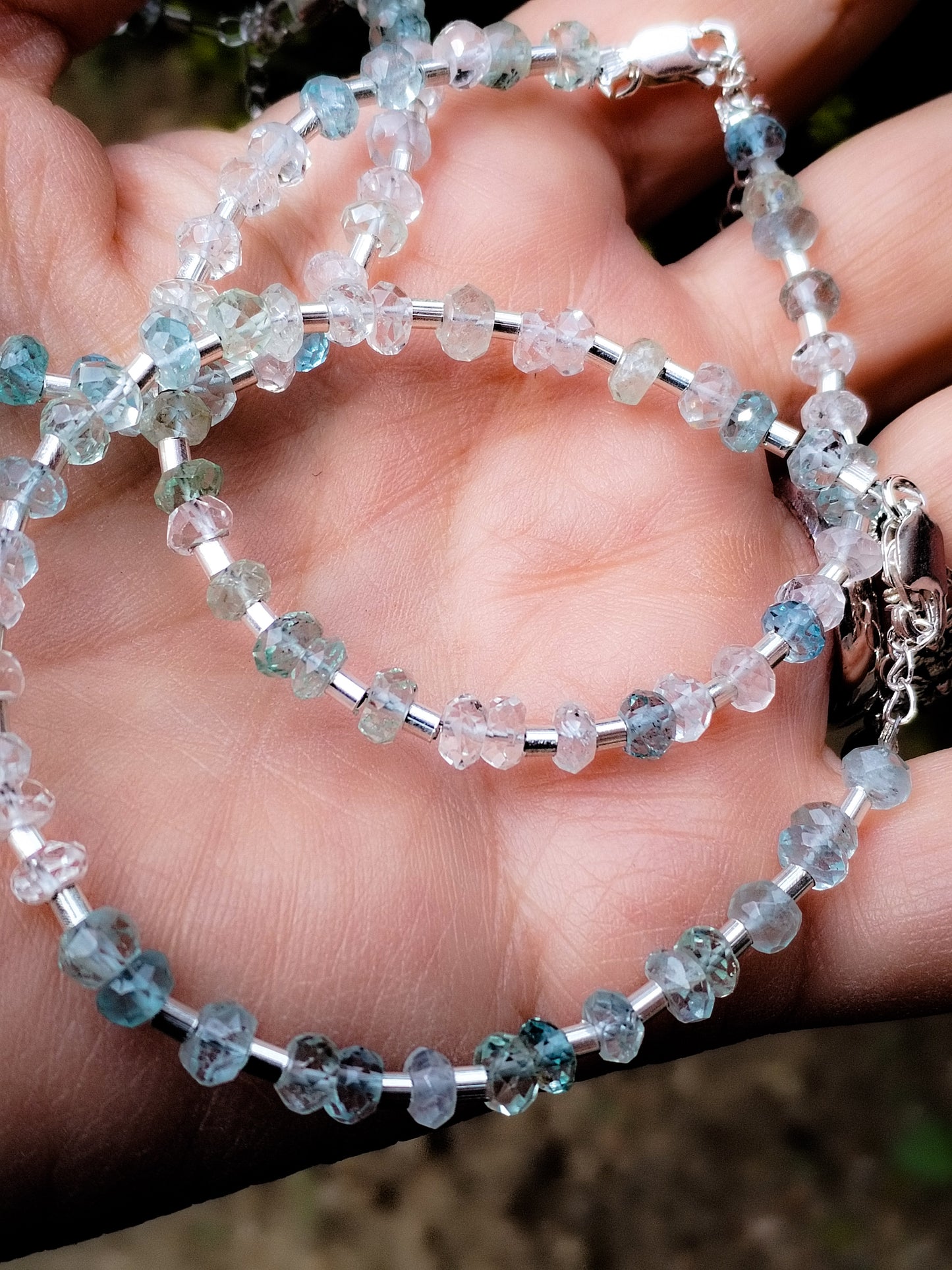 Pulsera de Aguamarina y Plata de Ley