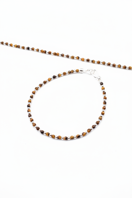 Pulsera de Ojo de tigre y plata de ley
