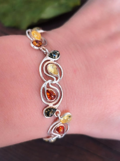 Pulsera de Ámbar y Plata de ley