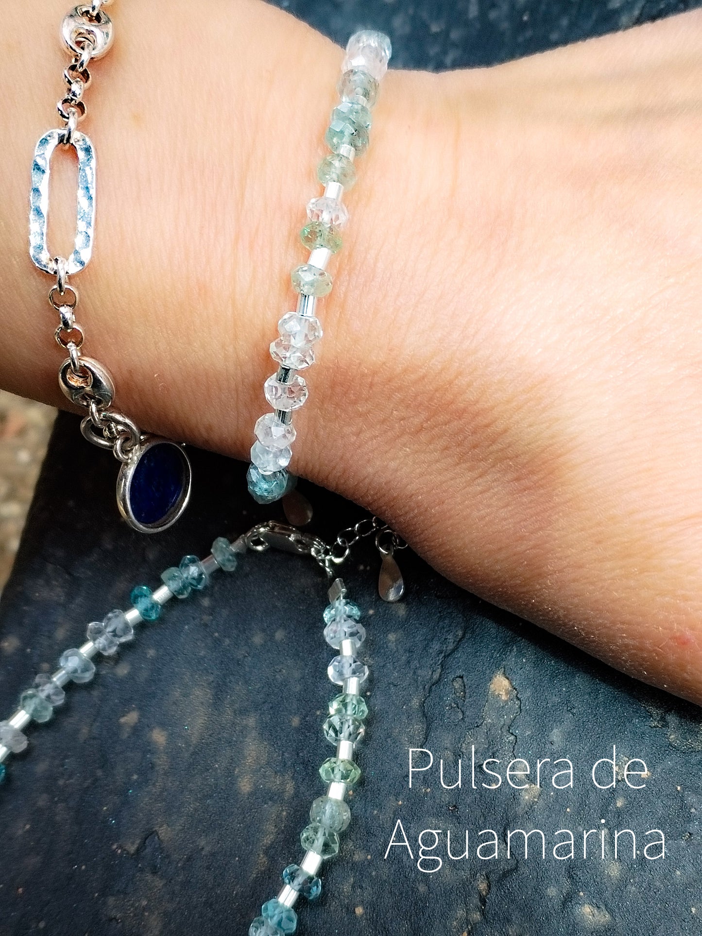 Pulsera de Aguamarina y Plata de Ley
