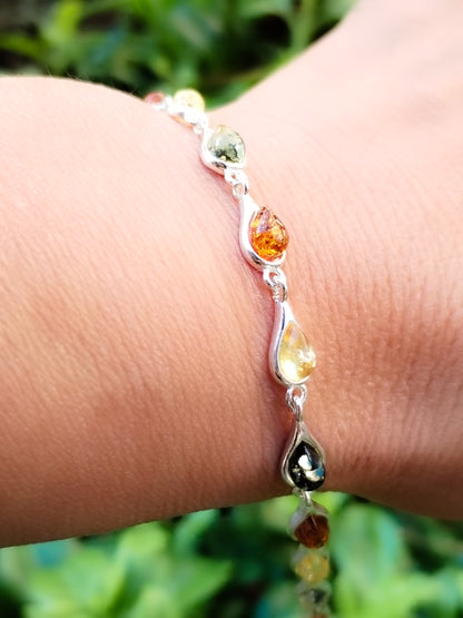 Pulsera de Ámbar auténtico de tres colores
