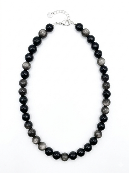 Collar de Obsidiana plateada