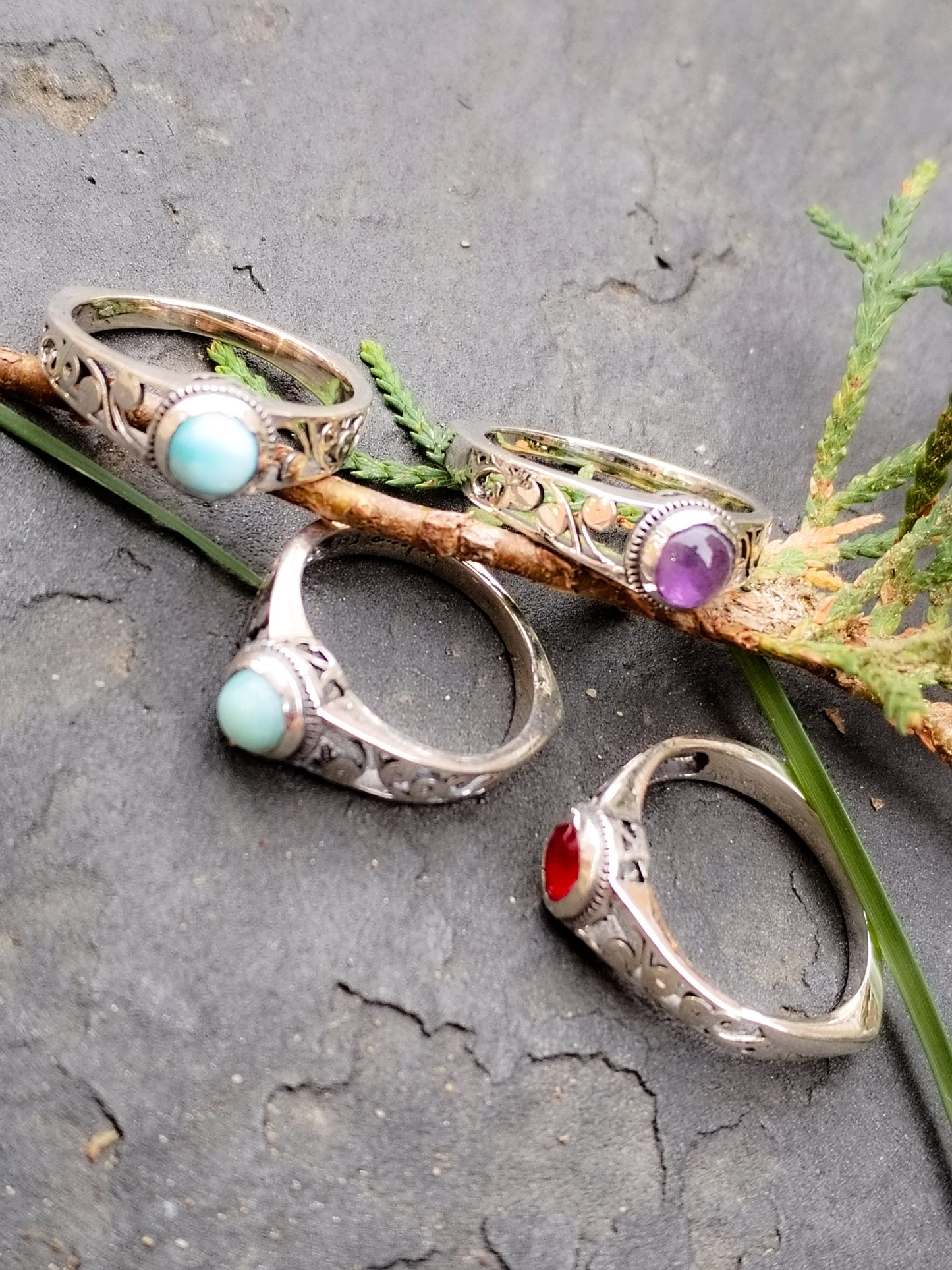 Anillos de Minerales y plata de ley modelo 82365