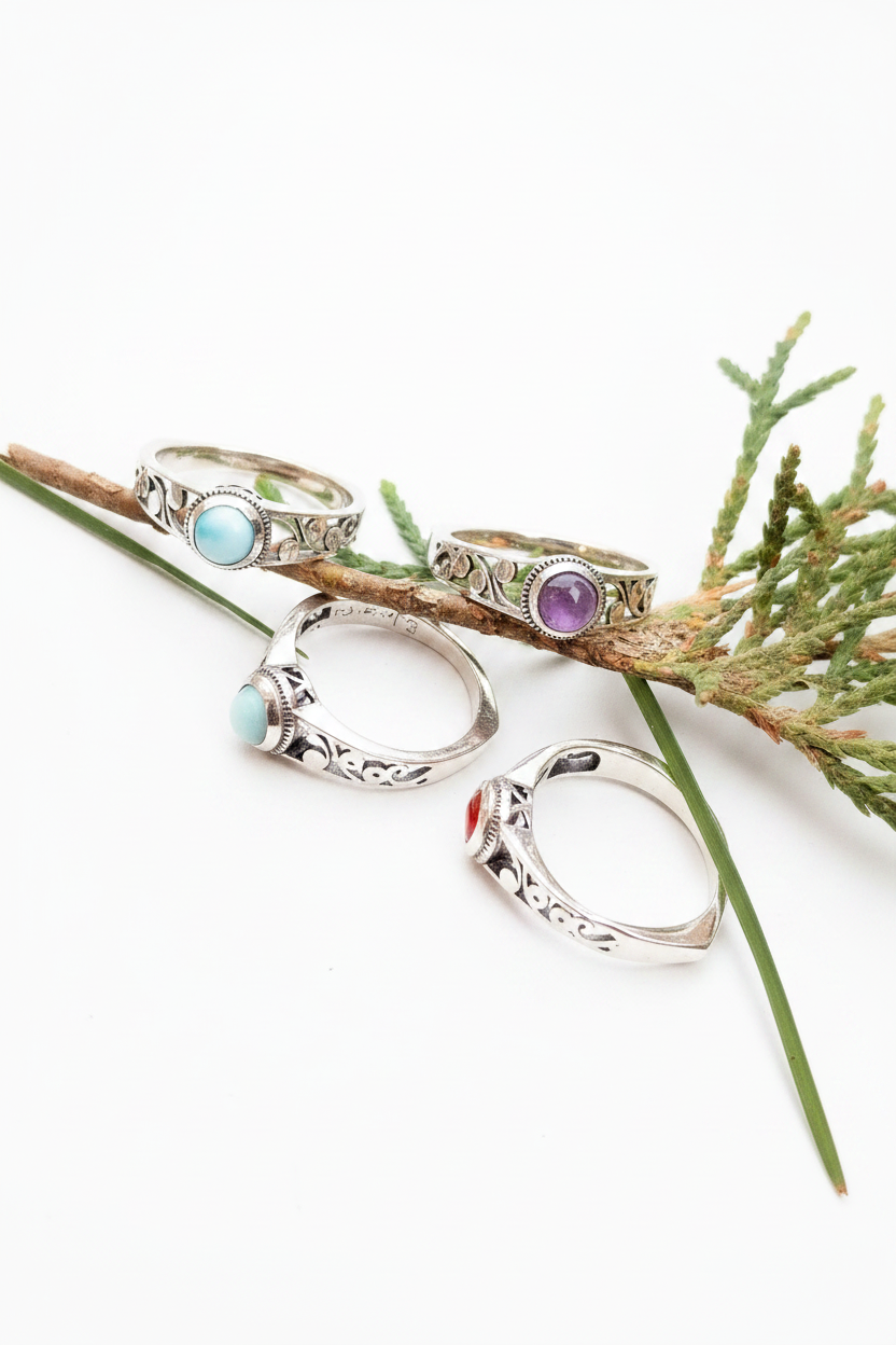 Anillos de Minerales y plata de ley modelo 82365
