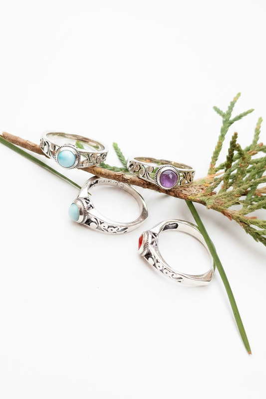 Anillos de Minerales y plata de ley modelo 82365