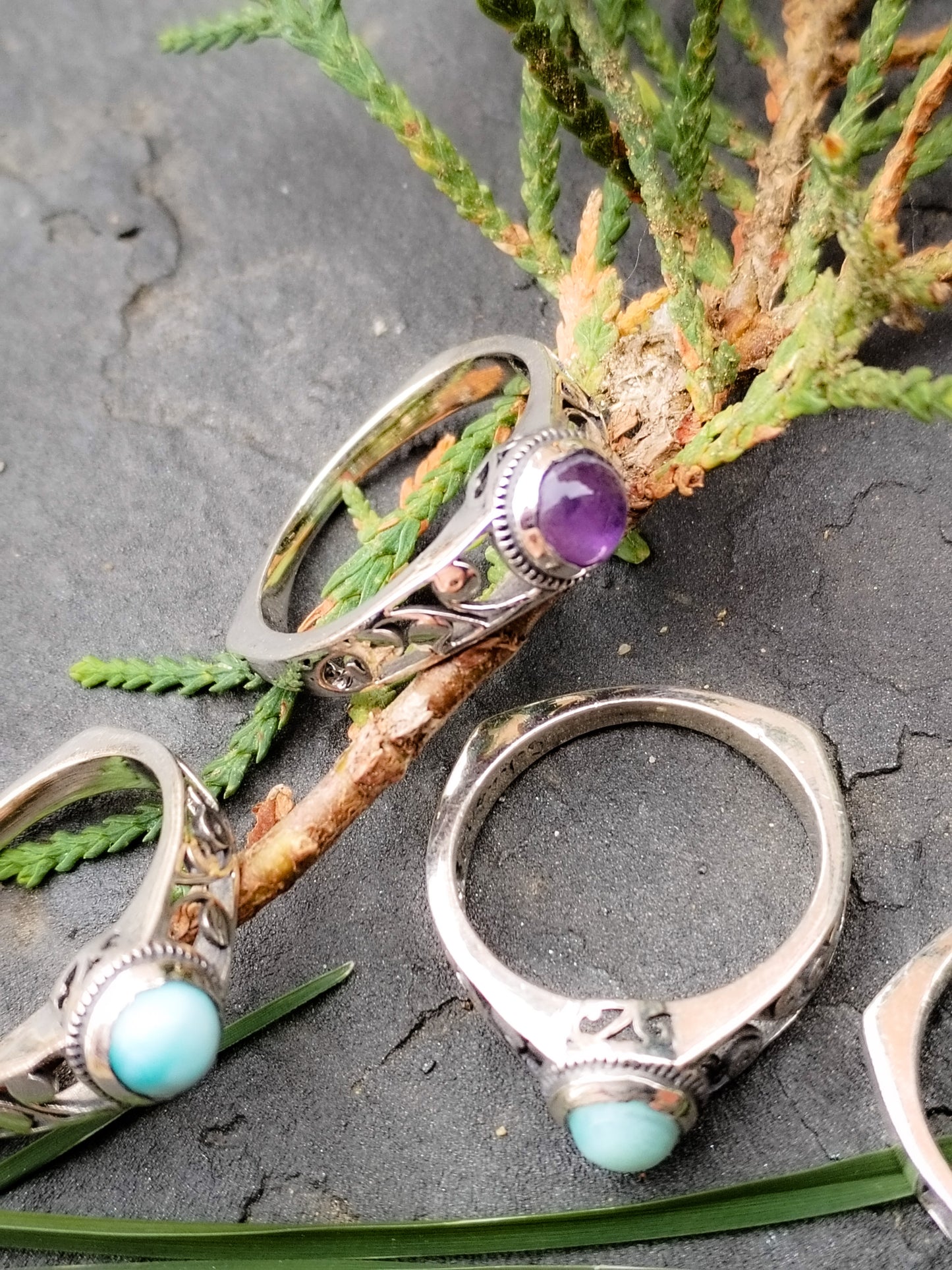 Anillos de Minerales y plata de ley modelo 82365