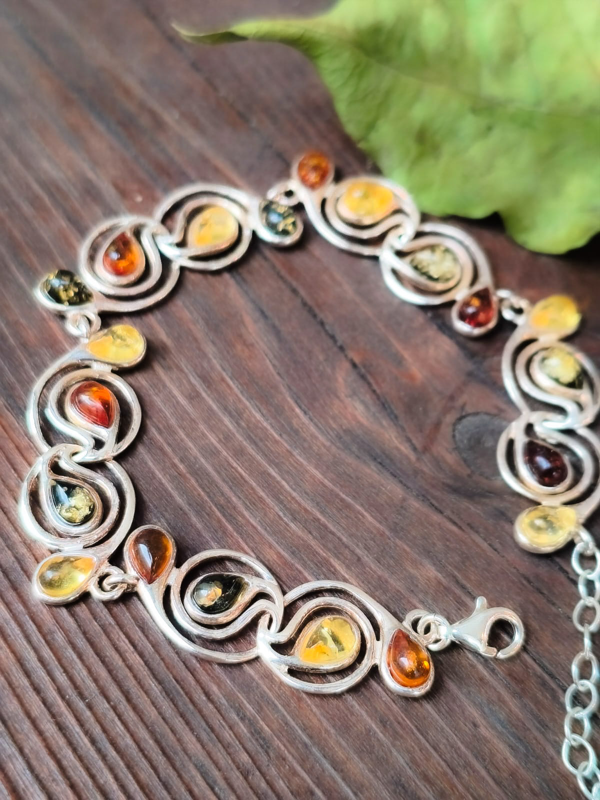 Pulsera de Ámbar y Plata de ley
