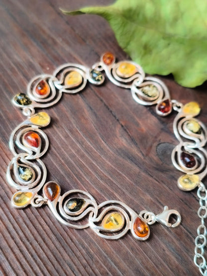 Pulsera de Ámbar y Plata de ley