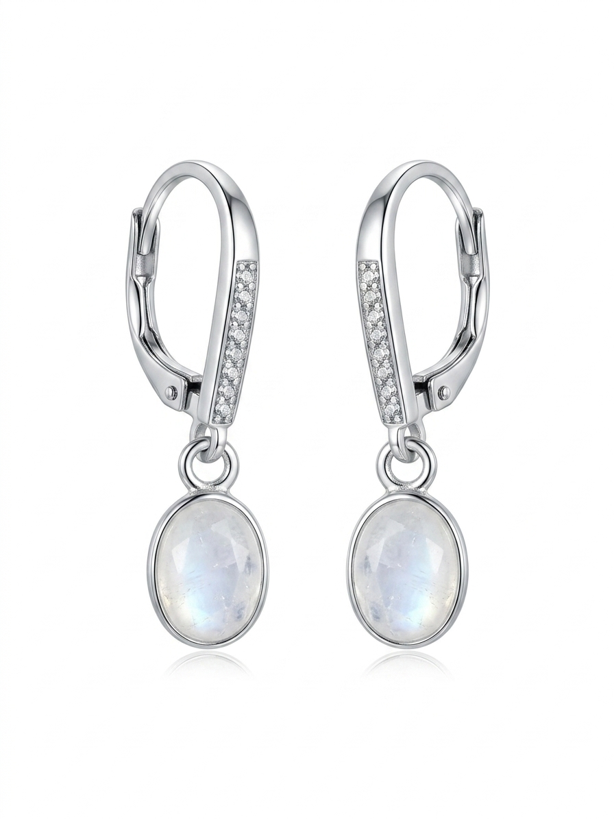 Pendientes de Piedra Luna y Plata de ley
