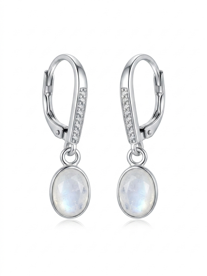 Pendientes de Piedra Luna y Plata de ley