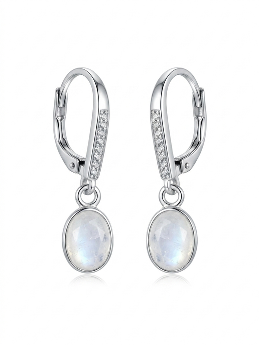 Pendientes de Piedra Luna y Plata de ley