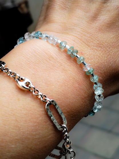 Pulsera de Aguamarina y Plata de Ley