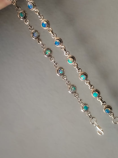 Pulsera de ópalo blanco y Plata de ley
