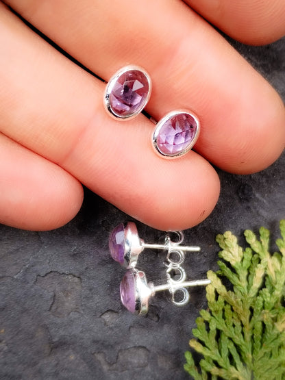 Pendientes de Amatista y Plata de Ley