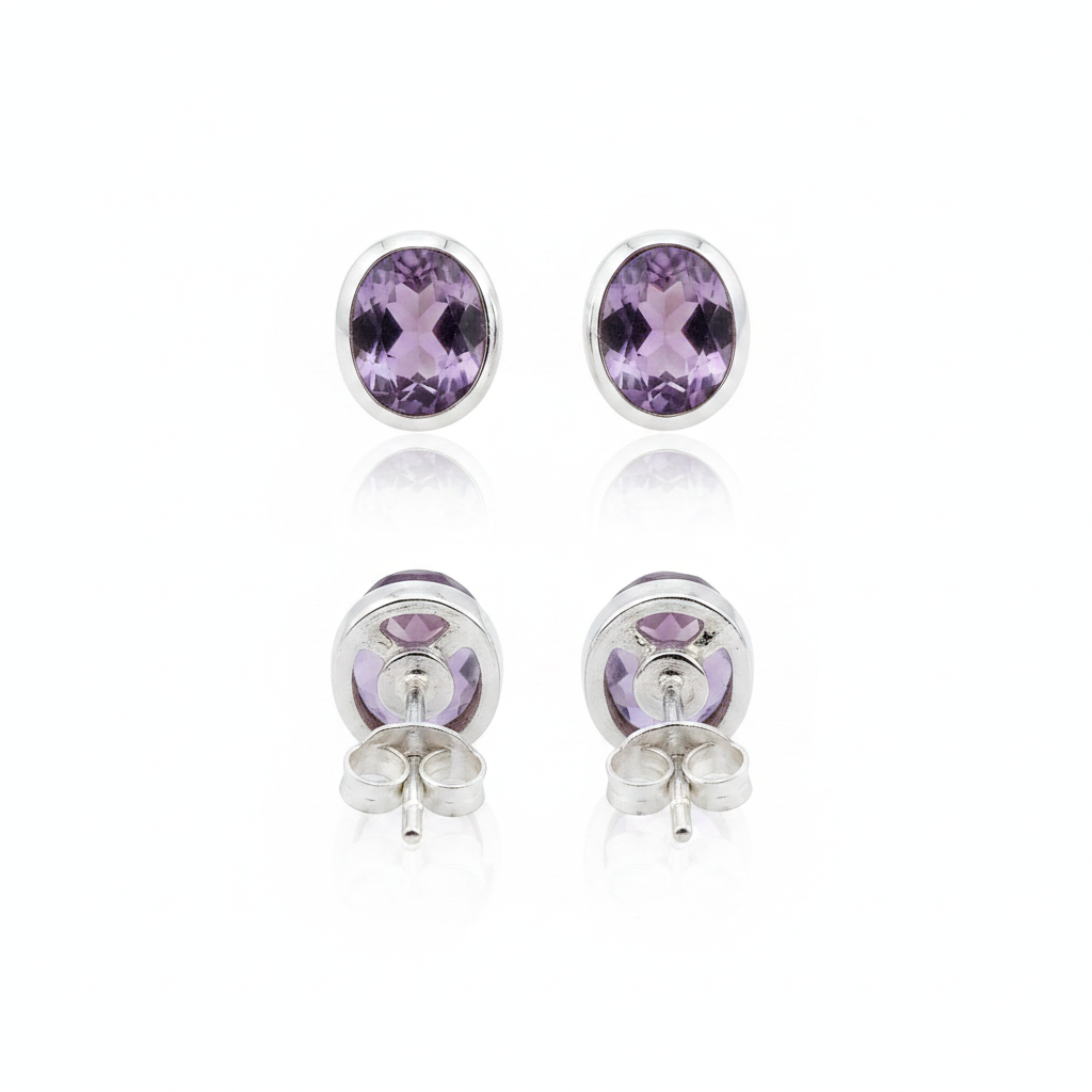 Pendientes de Amatista y Plata de Ley