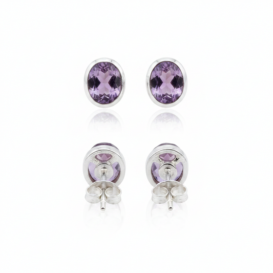 Pendientes de Amatista y Plata de Ley