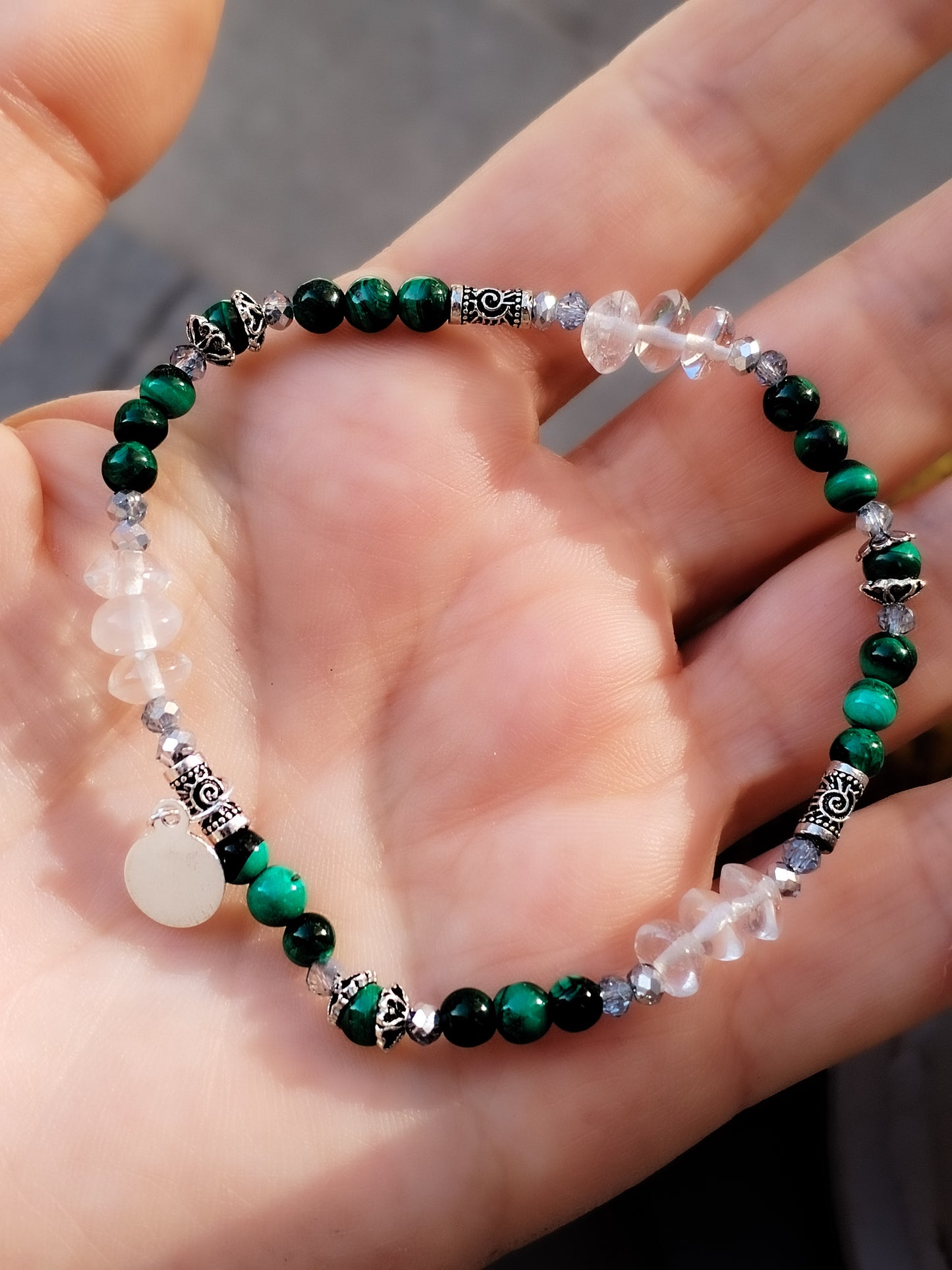 Pulsera de Diseño de Minerales y Plata de Ley