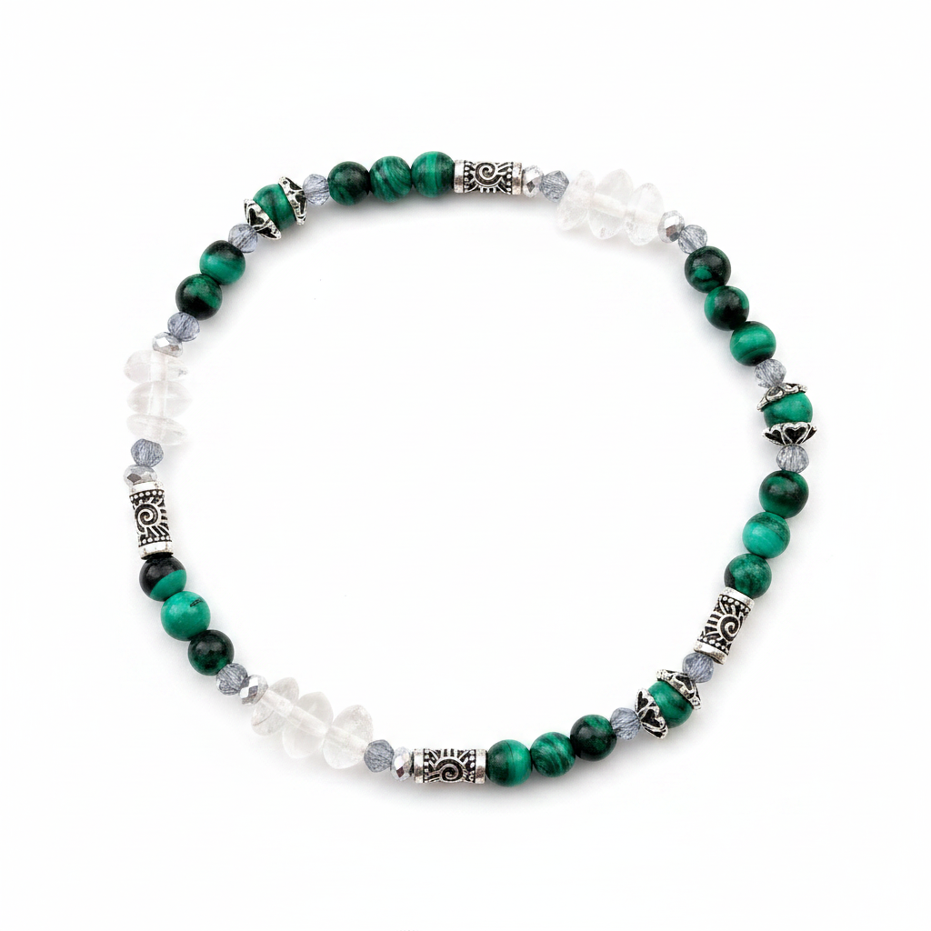 Pulsera de Diseño de Minerales y Plata de Ley