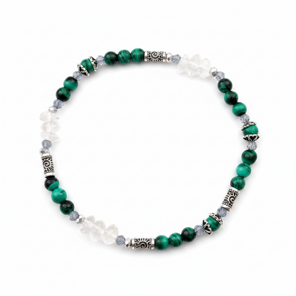 Pulsera de Diseño de Minerales y Plata de Ley