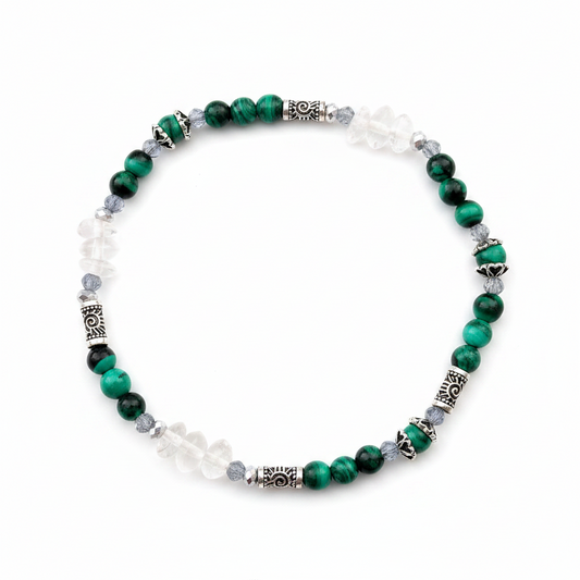 Pulsera de Diseño de Minerales y Plata de Ley
