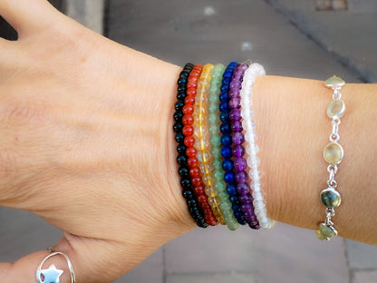 Pulseras Chakras 7 unidades de Minerales de bola 4 mm