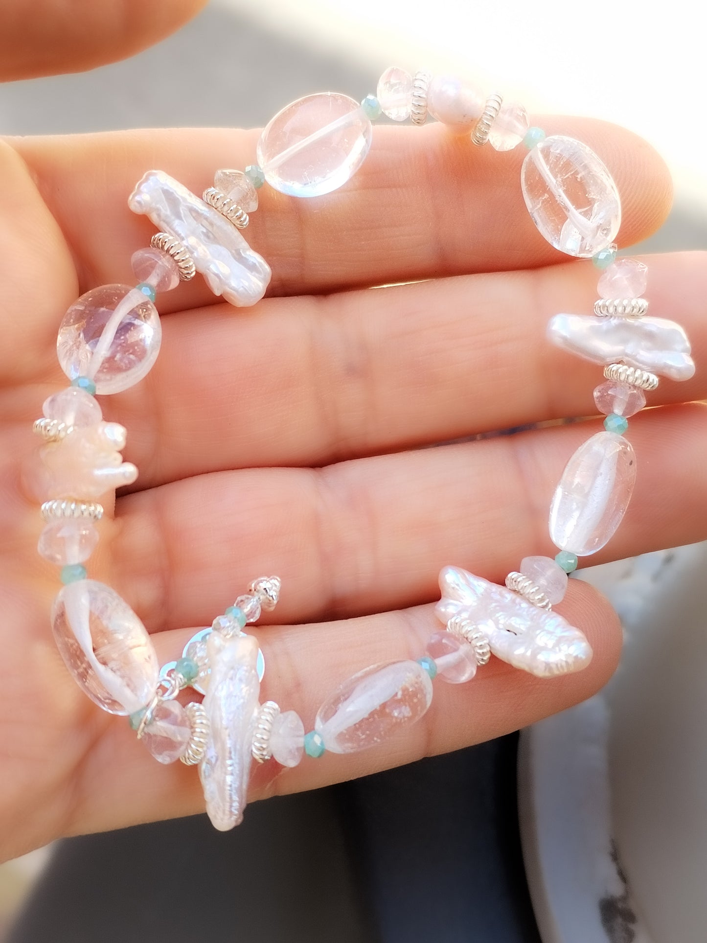 Pulsera de Diseño de Minerales y Plata de Ley