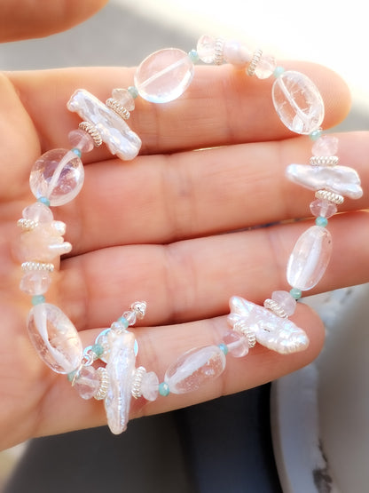 Pulsera de Diseño de Minerales y Plata de Ley