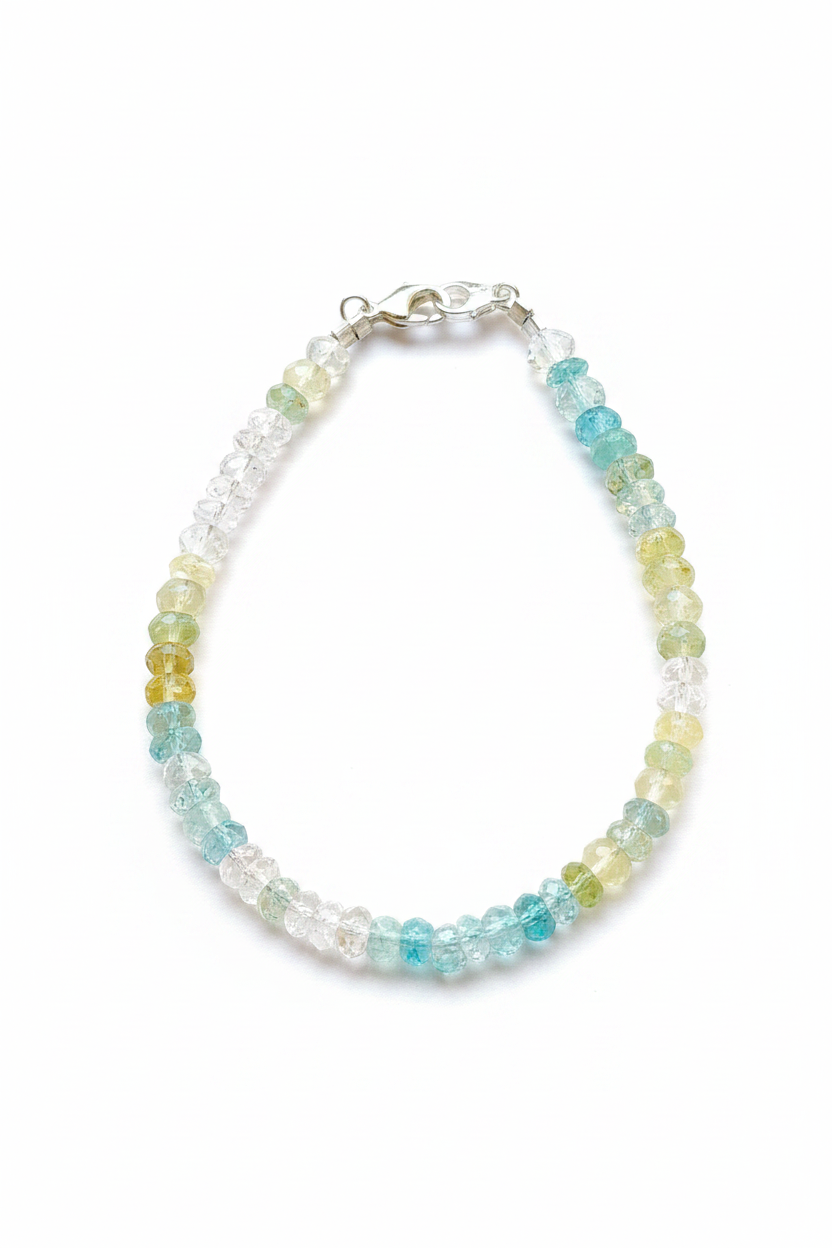 Pulsera de Aguamarina y Heliodoro tallada