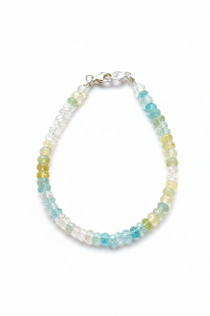Pulsera de Aguamarina y Heliodoro tallada