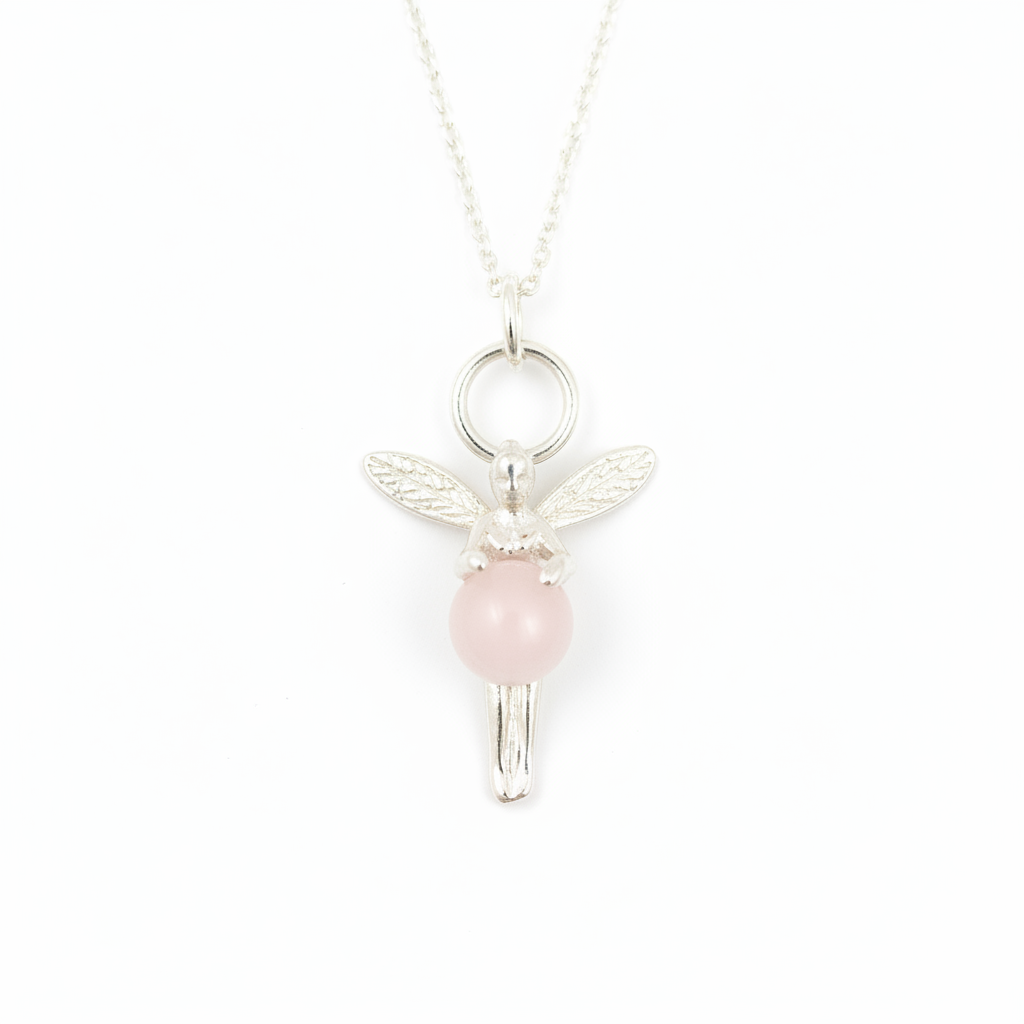 Hada de los deseos. Cuarzo rosa y Plata de ley