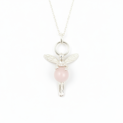 Hada de los deseos. Cuarzo rosa y Plata de ley