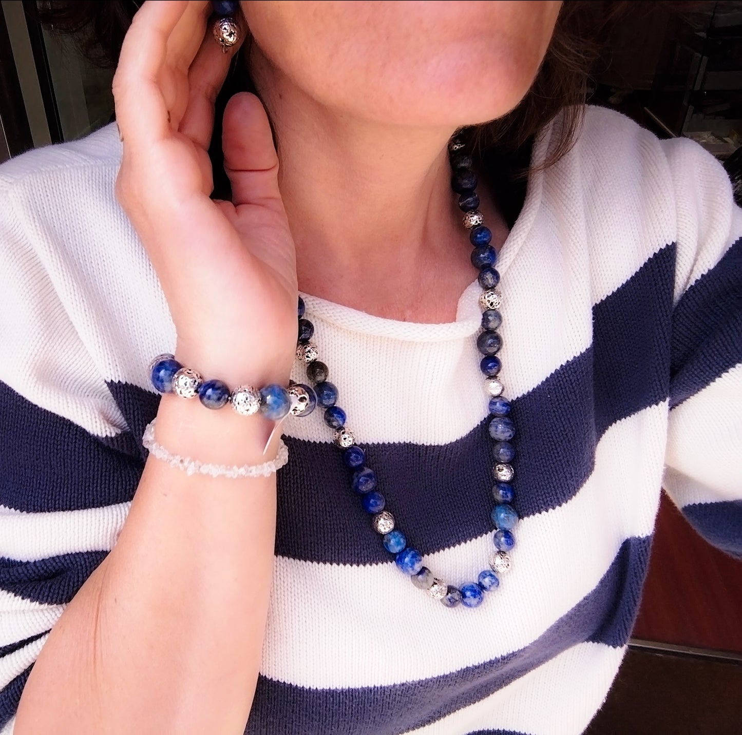 Conjunto de Lapislázuli y lava