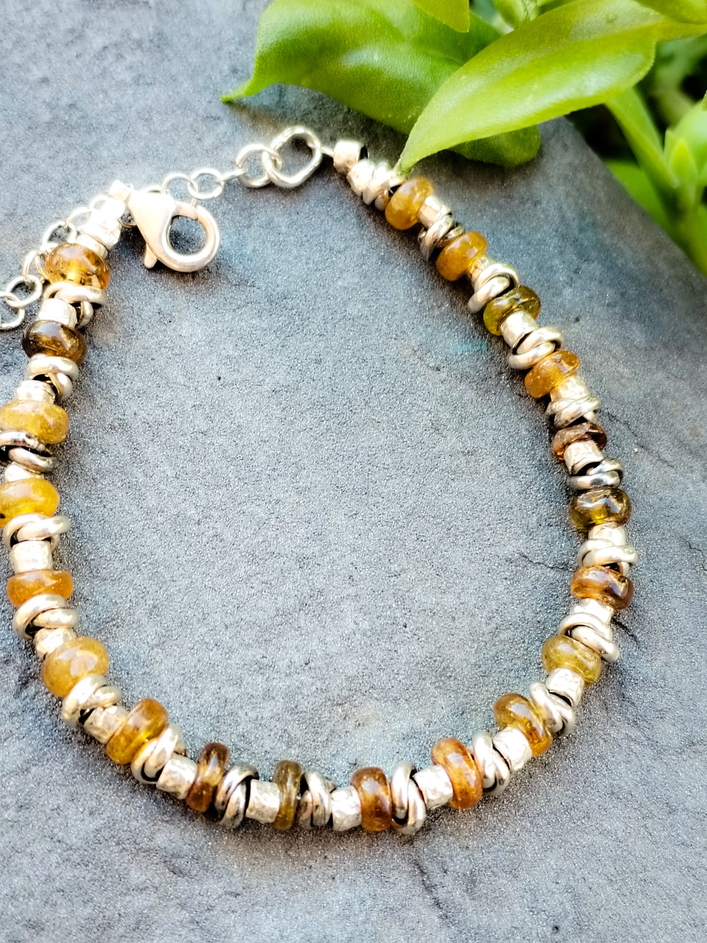Pulsera de Plata de ley y Turmalina Amarilla